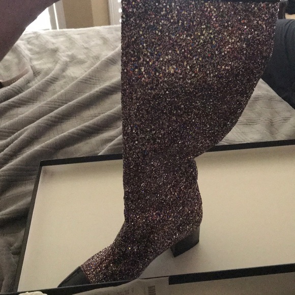 Chanel glitter boots